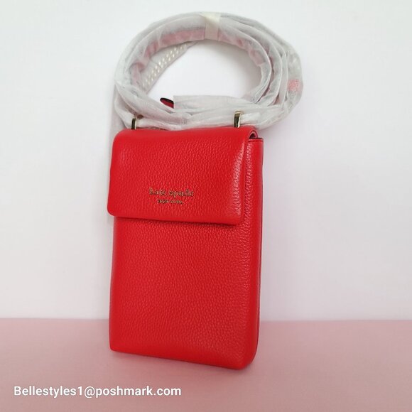 KATE SPADE Bradley North/South Pebbled Leather Phone Crossbody- Heirloom T.  🎈⭐ - Picture 3 of 16
